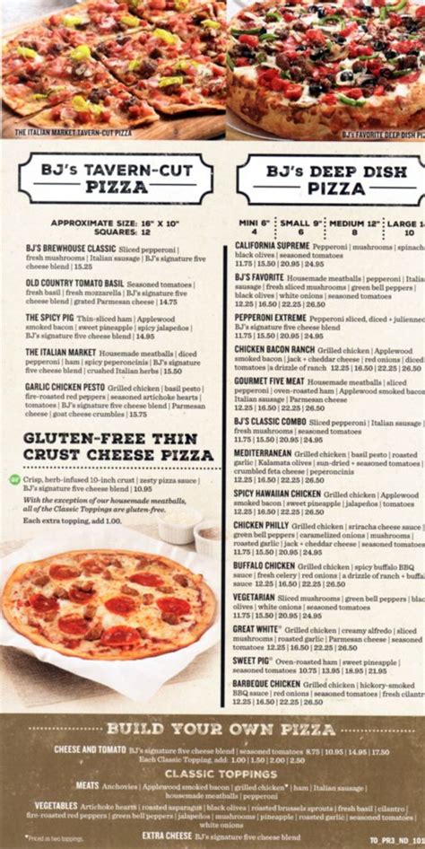 bj's pizza|bj restaurant pizza menu.